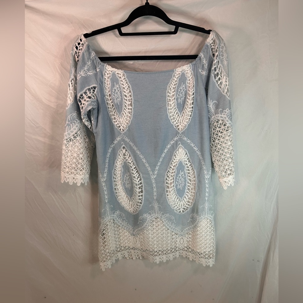 Lucy Paris light blue and lace mini dress size small